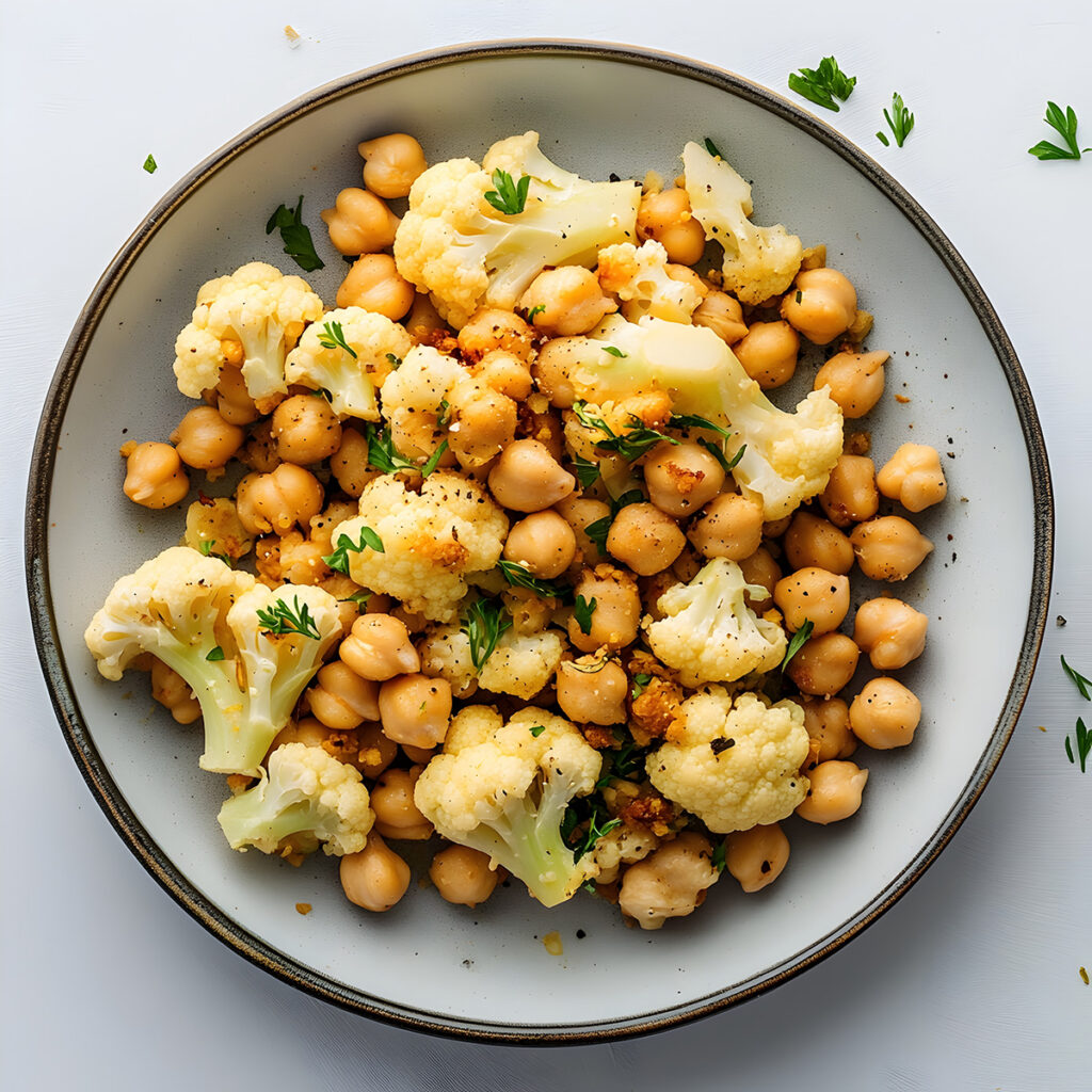 Warm Roasted Cauliflower & Crispy Chickpea Salad